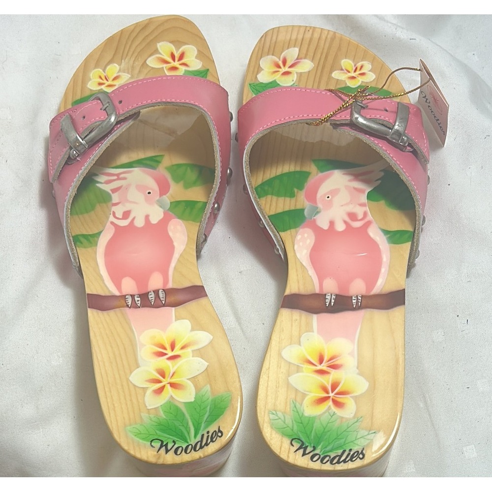 Woodies Cockatoo Hand Painted Wooden Platform Sandals